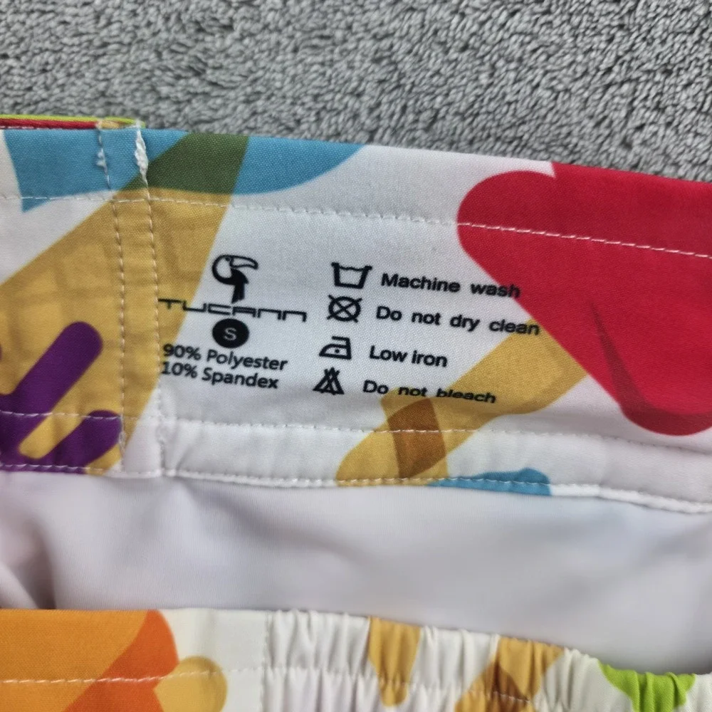 Tucann Ice Cream Pattern Swim Trunks Men's Small Colorfull Unlined Drawstring
